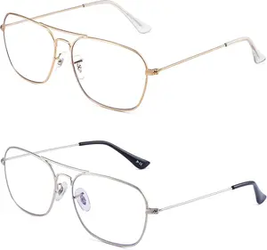 2-Pack Aviator Reading Glasses Women Metal Frame Blue Light Blocking Computer Readers