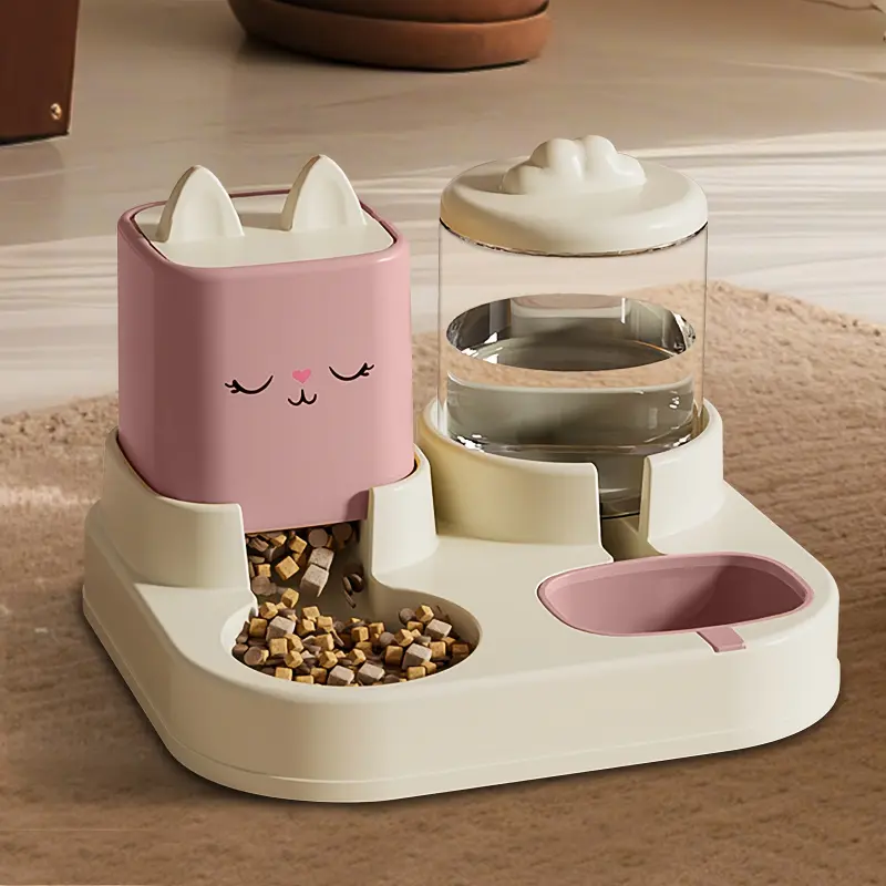 Multifunctional Pet Feeder | Automatic Cat and Dog Feeder with Dual-Bowl Food and Water Dispenser, Worry-Free and Hygienic, Easy to Clean, Battery Not Required, Feeding, Food Feeders