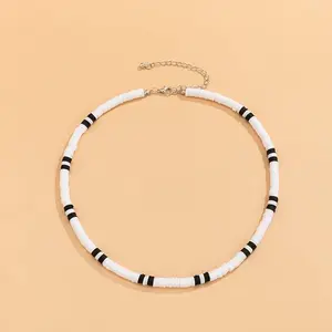 Puka Shell Necklace with Black Accent Shells - Adjustable