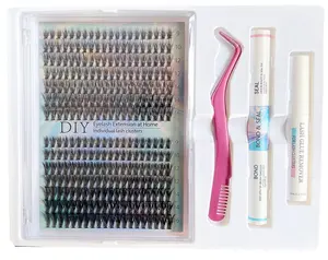 DIY Fluffy Lash Extension Kit 280pcs Individual Thick Cluster Eyelash 30D-40D Lashes Makeup Lashes At Home 9mm-16mm Natural