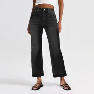 FireSwan High Rise Medium Wash Tummy Control Cropped Wide Leg Jeans