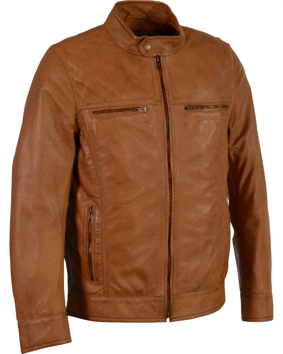 Milwaukee Leather Men's Men'S Zip Front Classic Moto Jacket 4X - Sfm1865-Saddle-4X