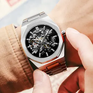 Mechanical men's watch classic business rhinestone decoration fashion luminous pointer watch waterproof suitable for party, daily decoration, fashion watch with box birthday gift men's mechanical watch business watch