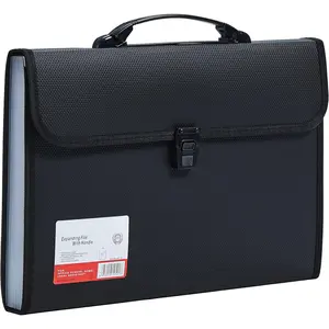 13 Pocket Accordian File Organizer Expanding File Folder Legal Size for FC A4 Paper, Briefcase File Case with Durable Handle & Buckle Closure for School Home & Business Black-2
