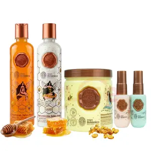 Origen Botanico Shampoo de Jalea real x 400 ml Tratamiento de Jalea Real de Origen Botanico x 400ml Mascarilla de origen botanico x 400ml y Mini dúo perfume termoprotector desenredante (5 Pack)