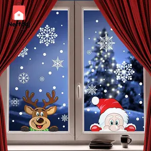 300 PCS 8 Sheet Christmas Snowflake Window Cling Stickers for Glass, Xmas Decals Decorations Holiday Snowflake Santa Claus Reindeer Decals for Party No Brand