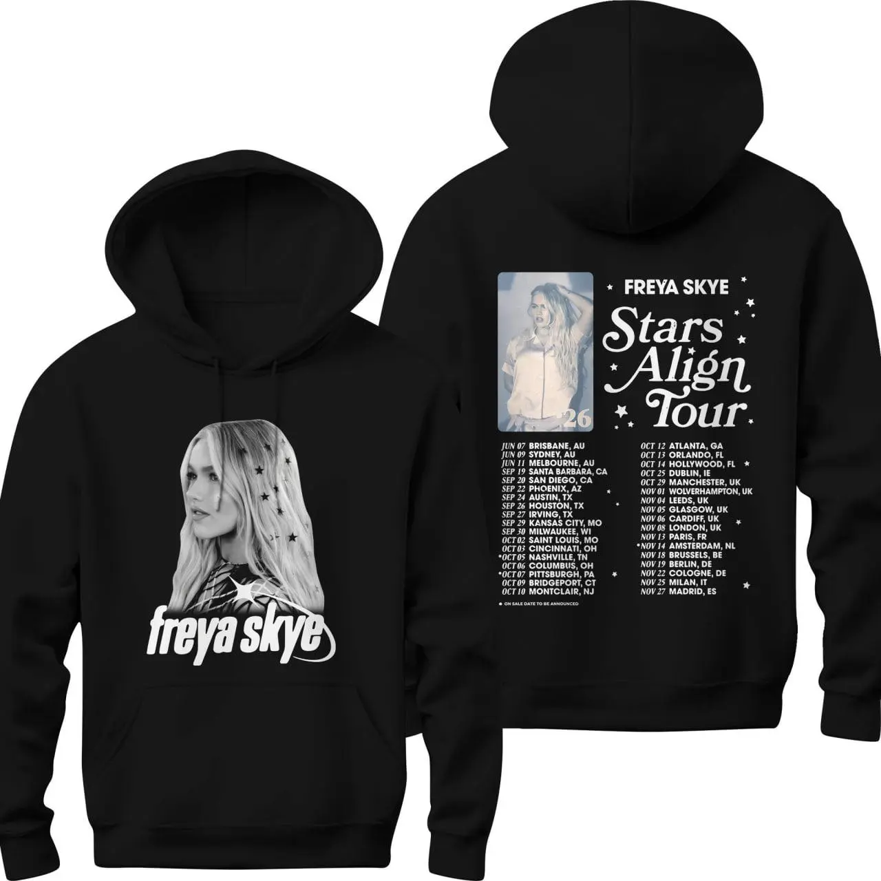 Freya Skye Songs Stars Align Tour Sketch Hoodie, Nova Bright Dawn of the Vampires Hoodie, Descendants Zombies World Collide Tour