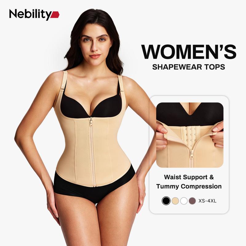 Nebility Women's Highwaist Corset Vest | Tummy Tuck Shapewear, Black | Sport & Daily Compression Womenswear Shaper Clothes Basic