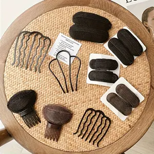 Vintage Invisible Hair Clip - Plastic Oval Invisible Clip, Fluffy Sponge Design, Strong Hold, Front Hairline Volume Boost, Ideal for Bun Styling - Women's Fashion Hair Accessory, Christmas Gift