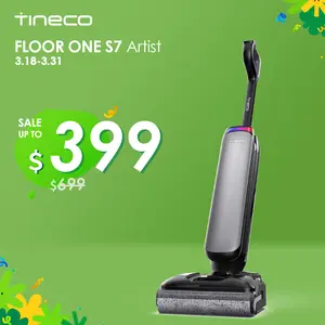 Tineco Floor One S7 Artist Wet Dry Vacuum Cleaner, 22kPa Suction, iLoop Smart Sensor, DualBlock Anti-Tangle Design, 185℉ Flashdry, 50 Min Runtime, Dual-Edge Cleaning, 180° Lay-Flat