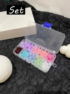200pcs Glass Beads Kit 10-Grid Box, Multicolor Jade-Like Beads for DIY Jewelry Making Bracelet Necklace, Stress Relief Craft Supplies for Beginners & Students