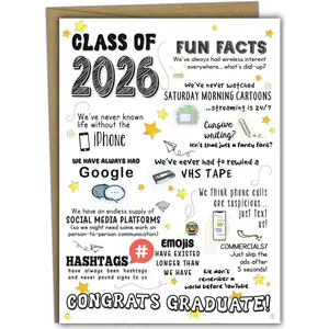 Funny High School Graduation Cards 2026, Class-of-2026 Cards (5x7 inch, Blank Inside) - Grad Gifts for Her, Him | Gift Card with Envelope