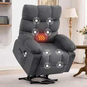 JONPONY Power Lift Recliner Chair Recliners for Elderly with Heat and Massage Recliner Chair for Living Room with Infinite Position and Side Pocket,USB Charge Port,Gray