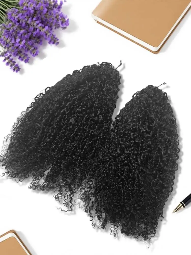 Varia Hair Human Hair Tight Curly Reusable Crochet Hair Extensions Invisible String