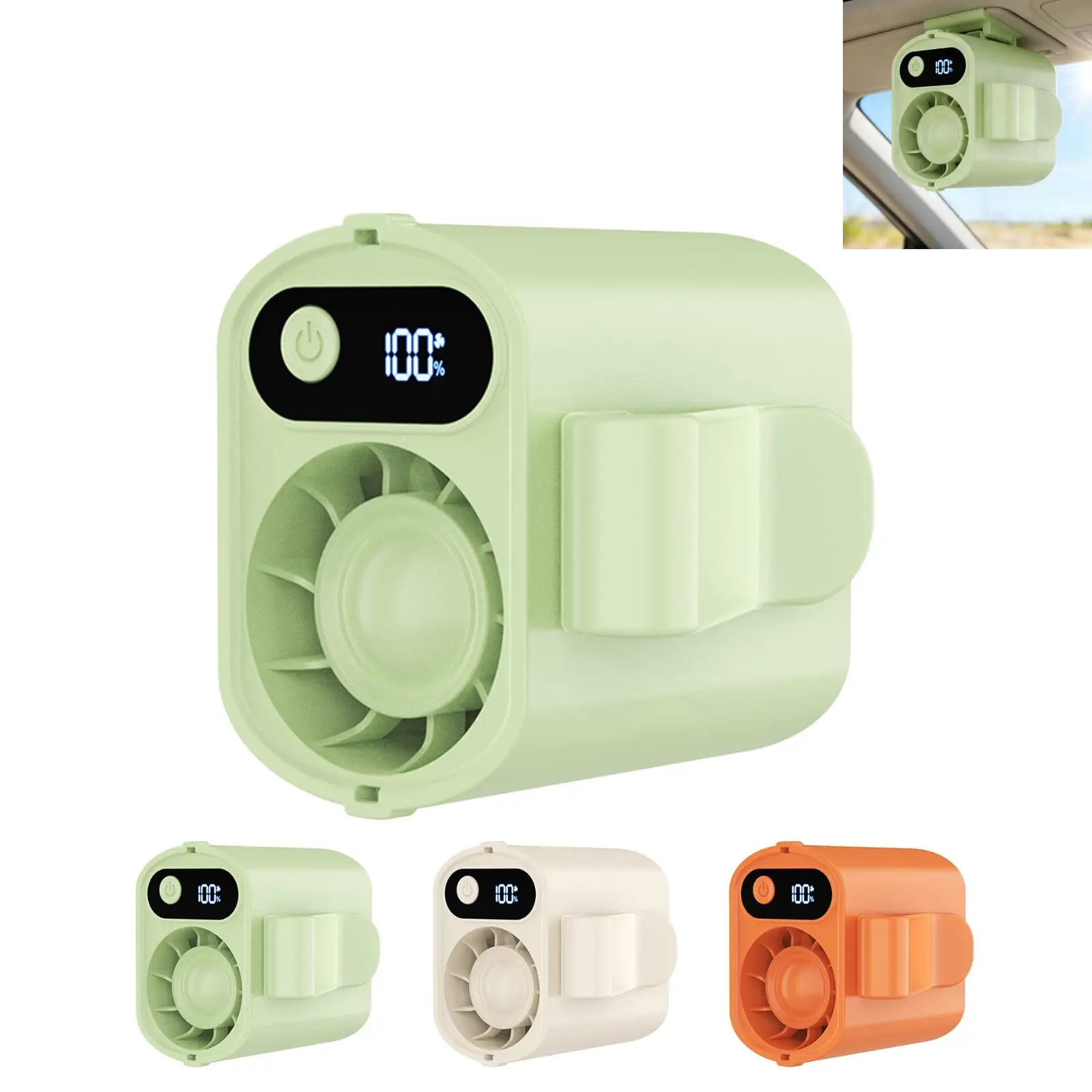 2026 Mini Car Clip-on Fan with LED Display, Multiple Wind Speeds, Portable Personal Fan Suitable for Cars, Workplaces, Camping, and Other Occasions.