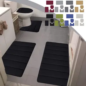 4-Pack Memory Foam Bathroom Mat Suit, Bathroom Carpet, Suitable for Toilet Mat, Universal Soft and Comfortable Absorbent Non-Slip Thick, Machine Washable, Easy to Dry, Dark Color