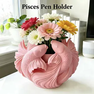 Fish-Shaped Desktop Organizer Box, 3D Printed, Ideal for Pens, Pencils, Brushes, Office Supplies, Creative Storage Solution