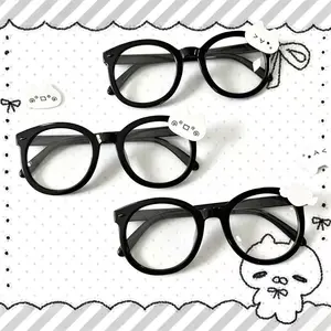 Non-Prescription Black Frame Cat Eye Decor Glasses - Japanese Otaku Acrylic Eyewear for Sweet Alt Harajuku Fashion