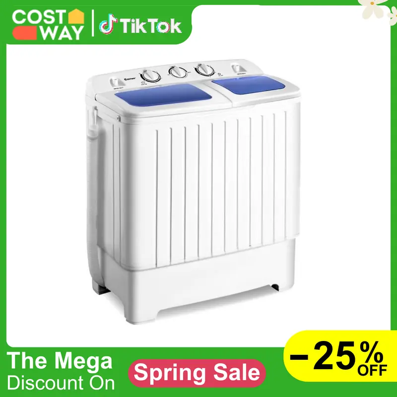 Costway- Compact Twin Tub Washing Machine for Home Use