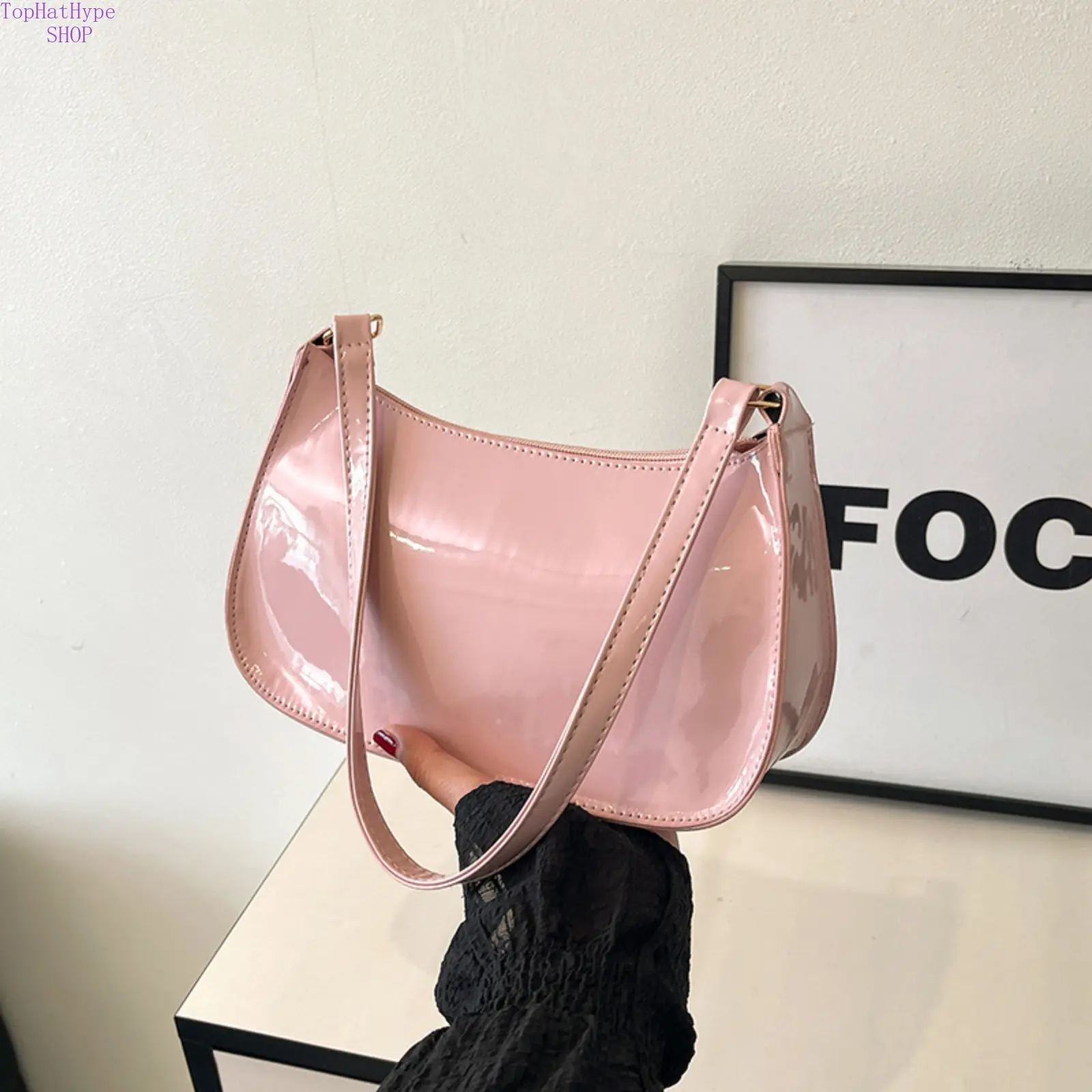 Women's 2026 New Glossy Patent Leather Crossbody Handbags - Flap Design, Chic Minimalist Lightweight Shoulder Bag, Business Daily Commute Phone Holder for Office Outfits with Shoulder Strap, Fashionable Shoulder Bag