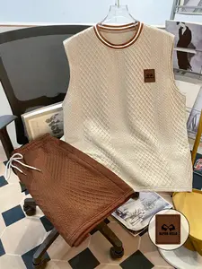 Men's Summer Casual Knit Texture Tank Top + Fashion Drawstring Shorts, Perfect for Outdoor Activities, Ideal Gift for Him