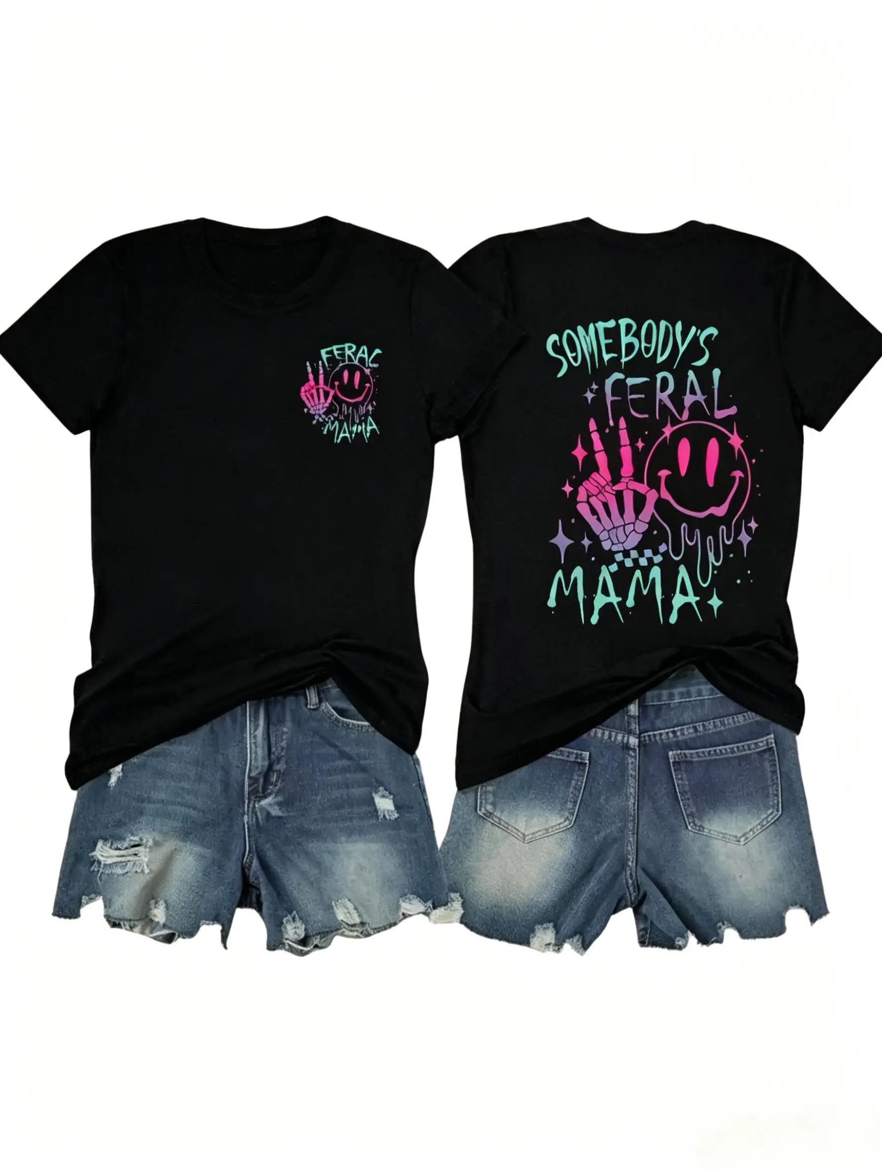 Y2K Campus Western Sweet Cool Back-To-School Set, Womenswear, Short Sleeve Western Cow Print, High Waist Ruched Shorts, Spring & Fall Fashion,summerwins