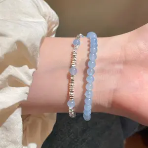 Elegant 2pcs Women's Bracelet Set with Synthetic Opal - Perfect for Yoga, Meditation & Casual Attire