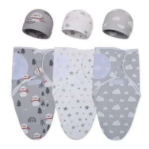 3-Piece Newborn Baby Swaddle Blanket Set for Boys & Girls, Soft Anti-Startle Sleep Wrap with Breathable Absorbent Bib & Blanket, Preemie & Infant Swaddling Essentials for Sleeping & Nursery Care
