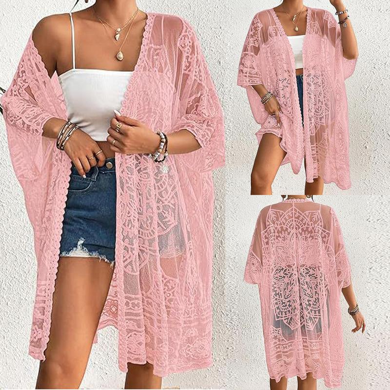Women's Summer Long Flowy Kimono Cardigans Boho Chiffon Beach Cover Up Tops