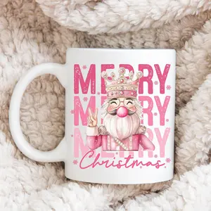 Pink Nutcracker Christmas Mug, Coquette Bow Christmas Coffee Cup, Girly Nutcracker Cup, Preppy Christmas Mug,Pink Merry Christmas Coffee Mug