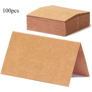 Place Cards for Weddings, 100pcs Kraft Table Name Cards, Blank Rustic Tent Cards, Seating Placecards for Dinner Parties, Banquets, Events