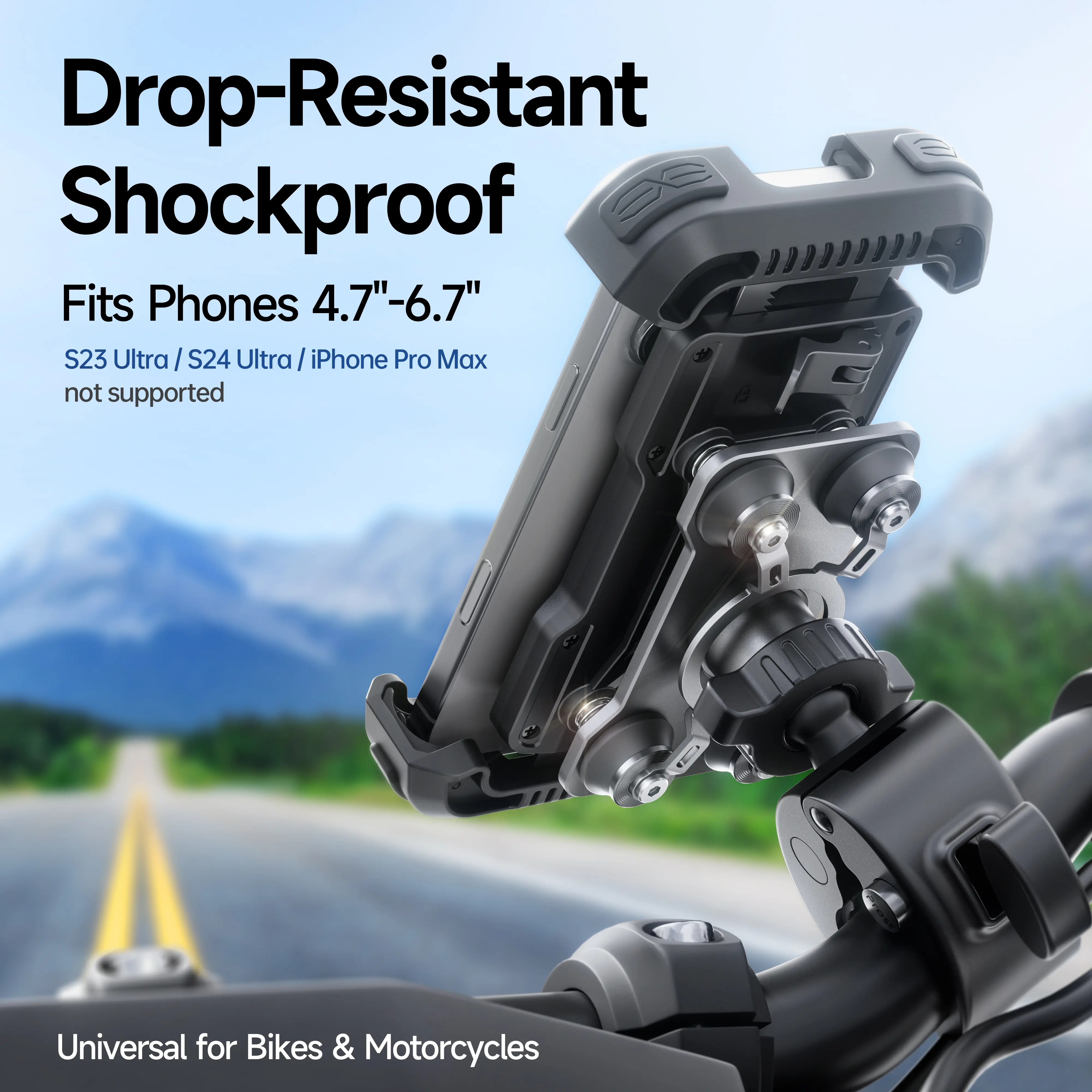 #tiktokshopstockup Lamicall Metal Motorcycle Cellphone & Camera Holder - Dual Anti-Vibration Shock Absorber, Protective Full Coverage, 360° Secure Mount, Easy Installation, Rubber Handheld Stand for iPhone 17 Pro/16/15/14/13, 4.7-6.7in Devices, Motorcycle