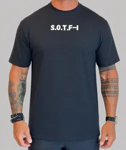 SOTF-I Fitted Short Sleeve Crew Neck Cotton Tee for Summer Casual Minimalist Style Medium Length Unisex Menswear