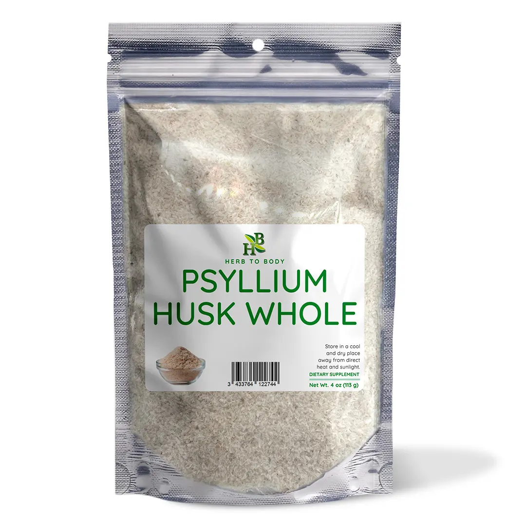 Herb To Body Psyllium Husk Whole | Plantago Ovata | 4oz Natural Fiber