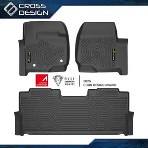 CROSSDESIGN TPE All-Weather Floor Mats Fit For 2017-2024 Ford F250-F550 Super Duty Crew Cab  Upgraded Version