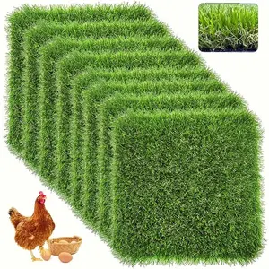 8 Pack Chicken Nesting Box Pads for Laying Eggs - 12"x12"x1.2", Washable Hen Nesting Pads for Chicken Coop, Artificial Grass Chicken Bedding Rug Carpet Synthetic for Garden Lawn Indoor Outdoor
