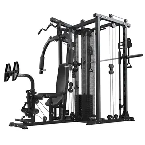 Gymusclo Multi-Functional Home Gym Smith Machine, 150lbs Weight Stack, Leg Press, Lat Pulldown, Squat Trainer