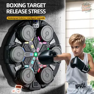 Smart Wall Mounted Boxing Pad Stress Relief Fight Trainer Bluetooth Music Playback Cool LED Light Reaction Training Target With Gloves Three Speed Adjustment Scoring Design No Drill Home Fitness Gear For Kids Teens Holiday Gift