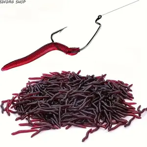 100 Realistic Earthworm Lures, Red Segmented Soft Bait for Freshwater & Saltwater, Durable Flexible Bait for Trout, Catfish, Perch, Beginner-Friendly, Ideal for Fishing Trips