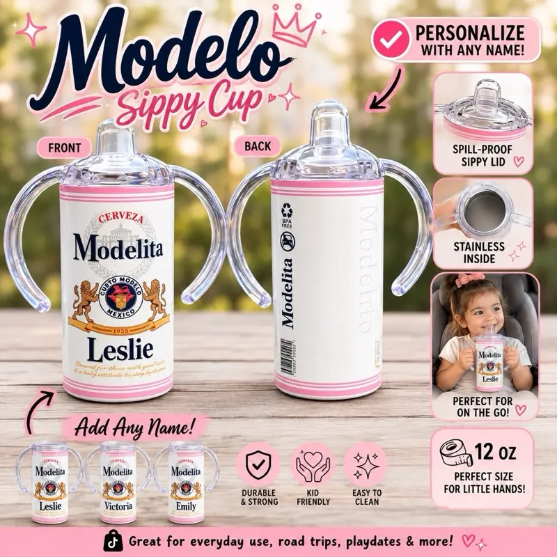 Modelito Pink Sippy Cup Tumbler with Reusable Straw