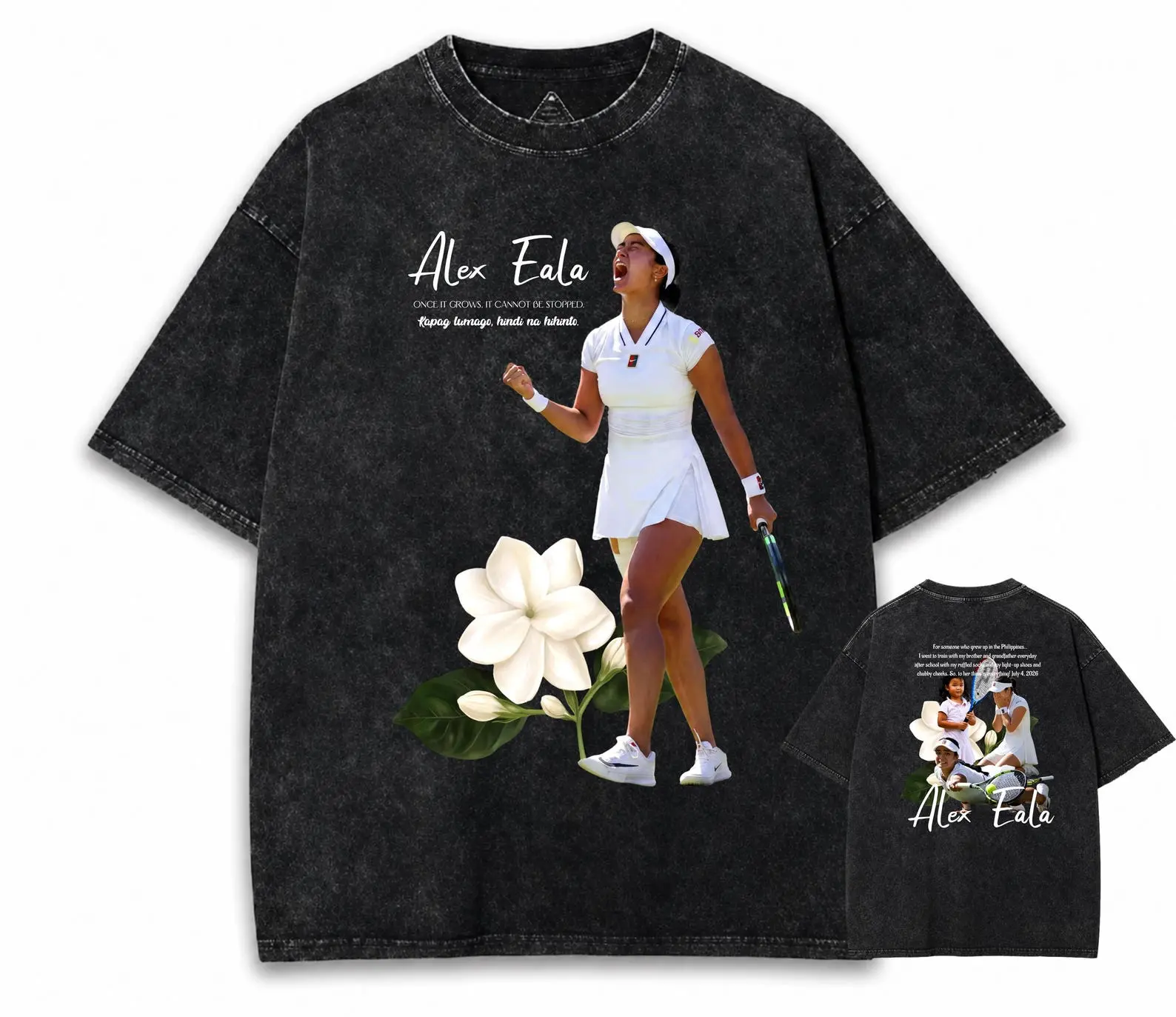 Alex Eala Retro Graphic Shirt | Vintage Filipino Tennis Champion T-Shirt, Mineral Wash Tee