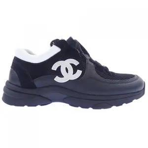 Pre-owned CHANEL Suede Small Leather Goods Mesh Calfskin Sneakers