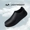 Non-Slip Safety Breathable Work Shoes for Chef, Formal Black Leather, Soft Upper, Restaurant Office Workers, Closed Walking Footwear
