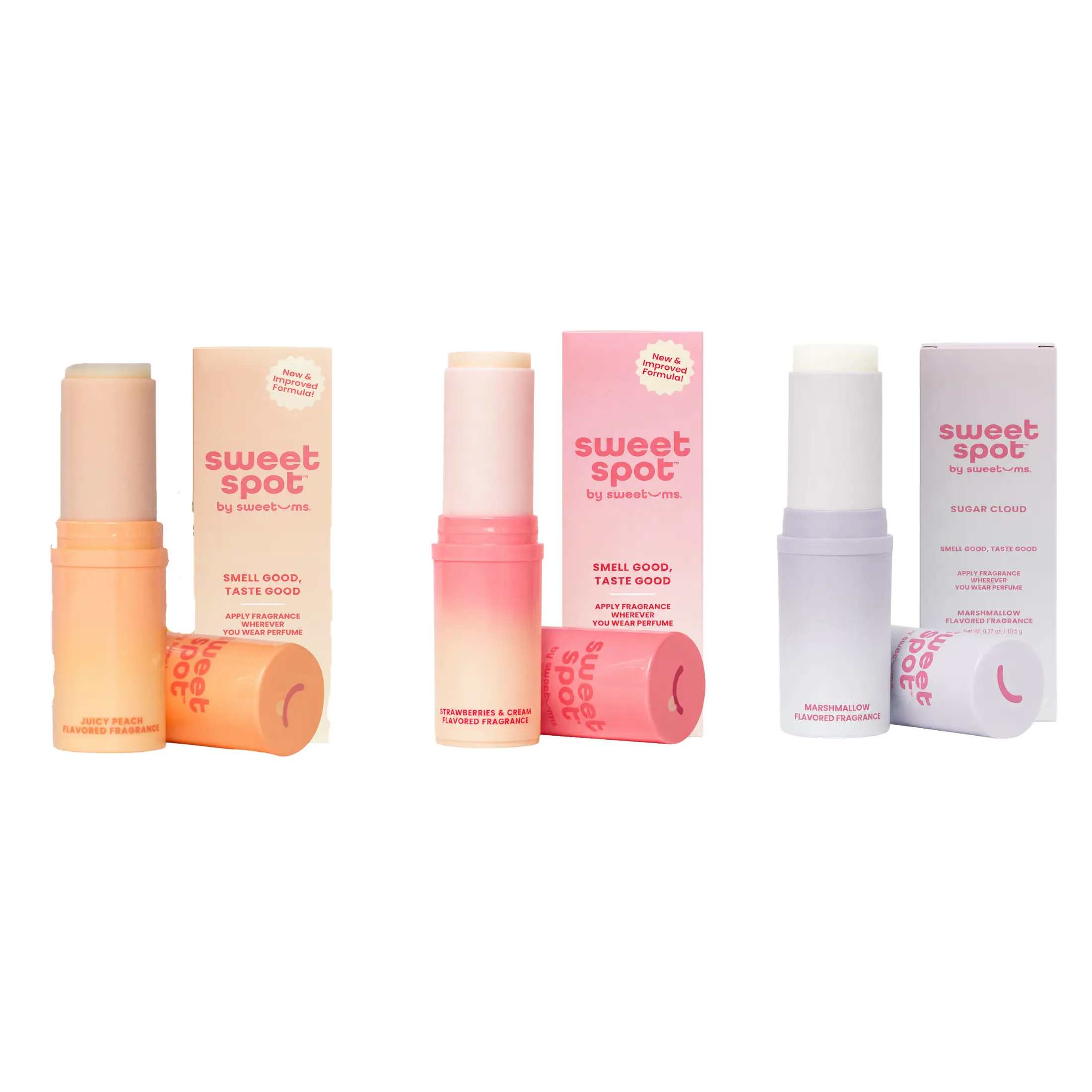 Top Picks Fragrance Bundle Strawberries & Cream, Marshmallow and Peach Solid Flavored Fragrances on-the-go Sweet Spot Vegan Cruelty-Free