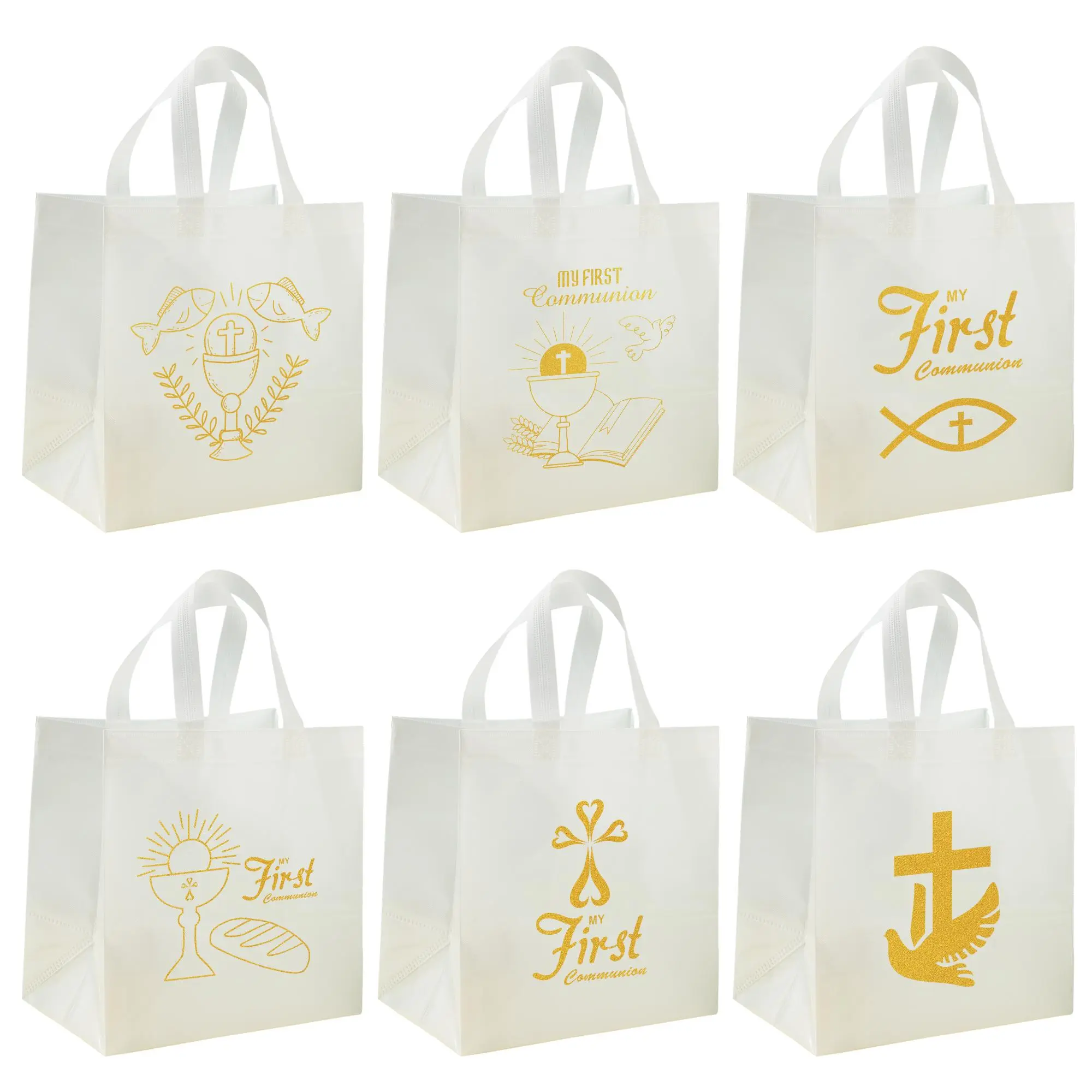 Baptism Gift Bag, 6 Counts/set Reusable Gift Bag with Handle, Church Event Ceremony Bag, Gift Wrapping Supplies for Festival Party