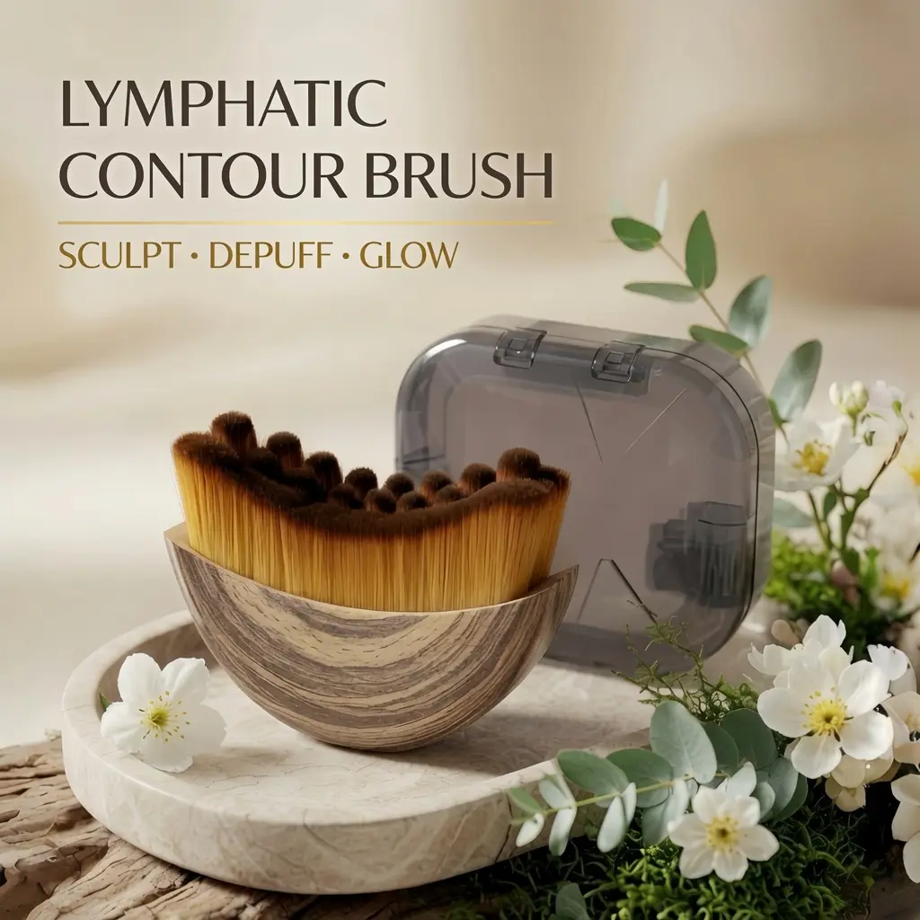 2 Pack Facial Lymphatic Contour Brush, Ergonomic Dry Brushing Massage Tool for Jawline & Chin Shaping, Skin Circulation Care Daily Self-Care Facial Beauty Tool