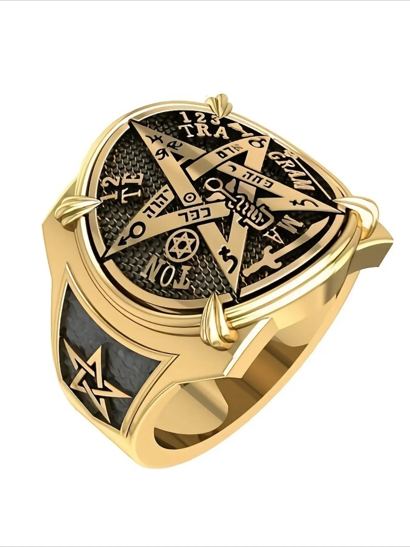 Vintage Viking Men's Alloy Star Ring, Unique Rings, Statement Rings, Fashion Rings, Ring Jewelry, Zinc Alloy Material, Punk Style Design, Suitable for Daily Wear & Parties, Trendy Accessory for Modern Look