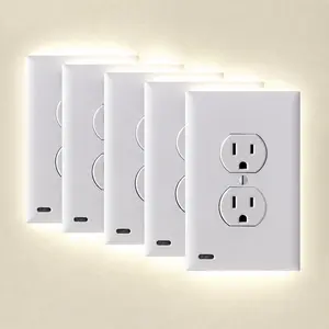 5-Pack Outlet Cover with Built-In LED Top/Bottom Night Light - 2 Styles