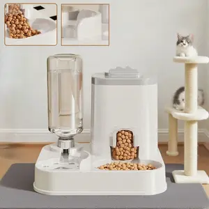 Automatic Cat & Dog Water Dispenser with Integrated Food Basin, No Batteries Needed, Automatic Pet Feeder, One-Piece Design, Automatic Gravity Feeder