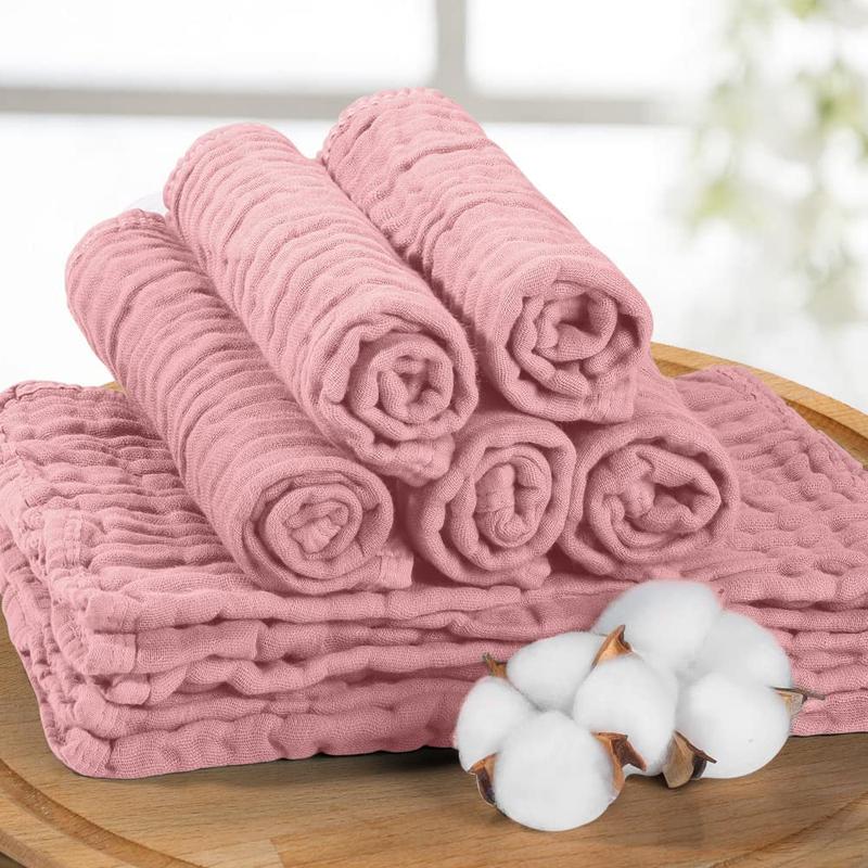 Yoofoss Muslin Wash Cloths Set of 10 Pack for Boys and Girls - 100% Cotton Baby Bath Face Towel Washcloths, Large 20''X10'' Super Soft and Absorbent